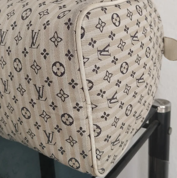 Vintage monogram Mini Lin Canvas 30 Bag Satchel Cream - Picture 3 of 16